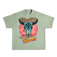 Oil Green blame it all on my roots bull skull black Urban Heavy Tee - JahusDesignShop