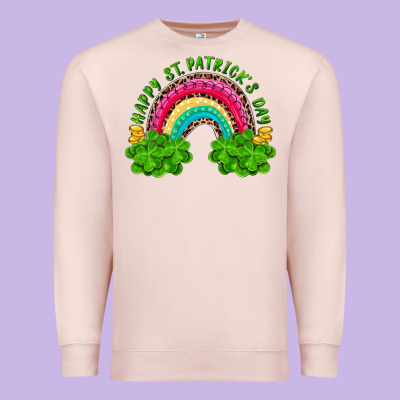 Happy St Patricks Day Rainbow And Shamrock Premium Sweatshirt Designed By Ranaportraitstore