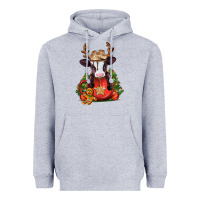 Heather Grey christmas baby cow hot cocoa Heavyweight Hoodie - Jasminsmagicworld