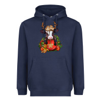 Navy christmas baby cow hot cocoa Heavyweight Hoodie - Jasminsmagicworld