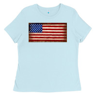 Baby Blue American flag Ladies Tee - JahusDesignShop
