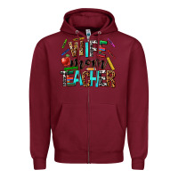 Burgundy wife mom teacher Zipper Hoodie - NancyCooperArtShop