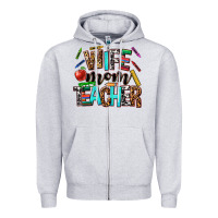 Heather Grey wife mom teacher Zipper Hoodie - NancyCooperArtShop