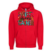 Red wife mom teacher Zipper Hoodie - NancyCooperArtShop