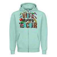 Seafoam wife mom teacher Zipper Hoodie - NancyCooperArtShop