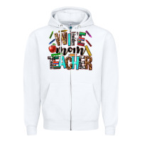 White wife mom teacher Zipper Hoodie - NancyCooperArtShop