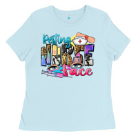 Baby Blue resting nurse face Ladies Tee - Zillion Design Studio