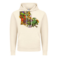 Vintage Artic louisiana map with mardi gras crocodile Vintage Hoodie - RanaPortraitStore
