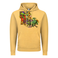 Vintage Mustard louisiana map with mardi gras crocodile Vintage Hoodie - RanaPortraitStore