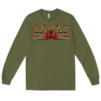 Army Green mom lady of guadalupe  serape sunflower Long Sleeve Tee - Jasminsmagicworld