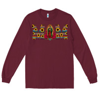 Burgundy mom lady of guadalupe  serape sunflower Long Sleeve Tee - Jasminsmagicworld
