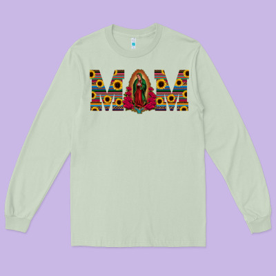 Mom Lady Of Guadalupe  Serape Sunflower Long Sleeve Tee Designed By Jasminsmagicworld