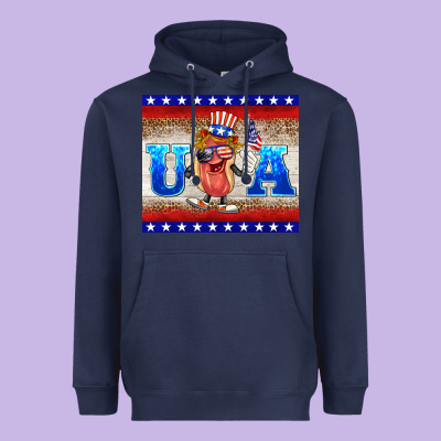 Usa Hot Dog Heavyweight Hoodie Designed By Barkaloodesign