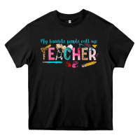 Black my favorite people call me teacher Heavy Core Tee - texasbilliewilder