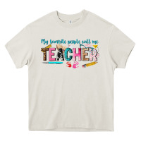 Cream my favorite people call me teacher Heavy Core Tee - texasbilliewilder