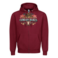 Burgundy make america cowboy again Zipper Hoodie - NancyCooperArtShop
