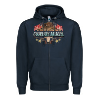 Navy make america cowboy again Zipper Hoodie - NancyCooperArtShop