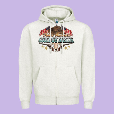 Make America Cowboy Again Zipper Hoodie Designed By Nancycooperartshop