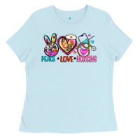 Baby Blue peace love nursing Ladies Tee - Zillion Design Studio