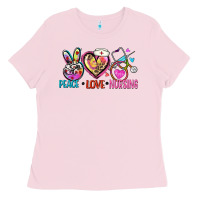 Bubblegum Pink peace love nursing Ladies Tee - Zillion Design Studio