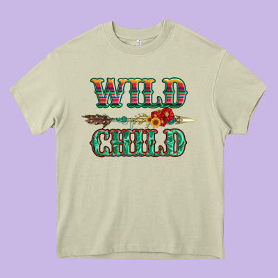 Wild Chıld Serape Sunflower And Gemstone With Arrow Heavy Core Tee Designed By Artiststas