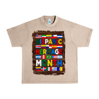 French Oak hispanic haritage month flags with background Urban Heavy Tee - BundleAndBundleShop