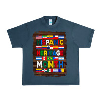 Midnight Navy hispanic haritage month flags with background Urban Heavy Tee - BundleAndBundleShop