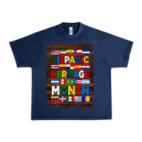 Navy hispanic haritage month flags with background Urban Heavy Tee - BundleAndBundleShop