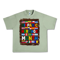 Oil Green hispanic haritage month flags with background Urban Heavy Tee - BundleAndBundleShop