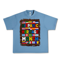 Pebble Blue hispanic haritage month flags with background Urban Heavy Tee - BundleAndBundleShop
