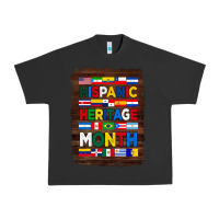 Pigment Black hispanic haritage month flags with background Urban Heavy Tee - BundleAndBundleShop