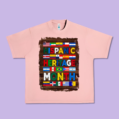 Hispanic Haritage Month Flags With Background Urban Heavy Tee Designed By Bundleandbundleshop