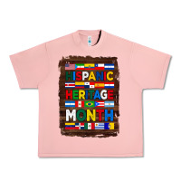 Salmon hispanic haritage month flags with background Urban Heavy Tee - BundleAndBundleShop
