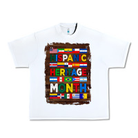 White hispanic haritage month flags with background Urban Heavy Tee - BundleAndBundleShop