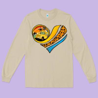 School Bus Heart Long Sleeve Tee Designed By Jasminsmagicworld