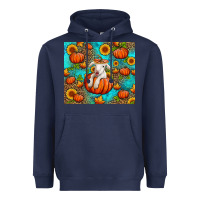 Navy fall pumpkin lamb Heavyweight Hoodie - Jasminsmagicworld