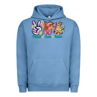 Pigment Pebble Blue Peace love Easter Day Urban Hoodie - HowdyJamesFarm