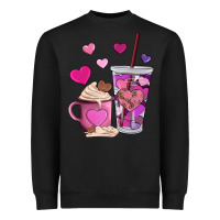 Black valentines day heart coffe Heavyweight Sweatshirt - AdoDesignShop