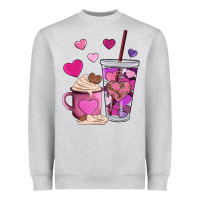 Heather Grey valentines day heart coffe Heavyweight Sweatshirt - AdoDesignShop