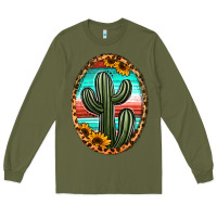 Army Green serape and sunflower cactus Long Sleeve Tee - Jasminsmagicworld