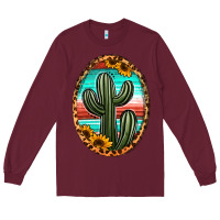 Burgundy serape and sunflower cactus Long Sleeve Tee - Jasminsmagicworld