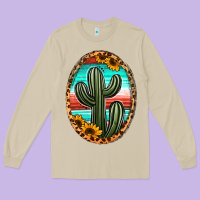 Serape And Sunflower Cactus Long Sleeve Tee Designed By Jasminsmagicworld