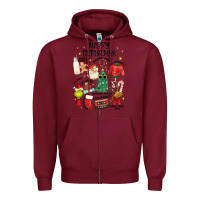Burgundy merry christmas Zipper Hoodie - MaliasSmallBusiness