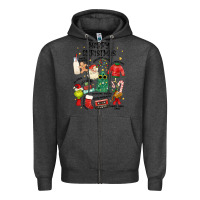 Charcoal Heather merry christmas Zipper Hoodie - MaliasSmallBusiness