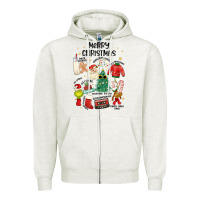 Oatmeal Heather merry christmas Zipper Hoodie - MaliasSmallBusiness