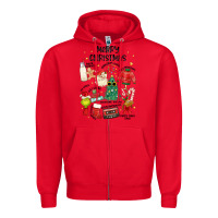 Red merry christmas Zipper Hoodie - MaliasSmallBusiness