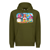 Army Green summer gnomes Premium Hoodie - NancyCooperArtShop