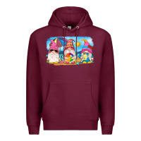 Burgundy summer gnomes Premium Hoodie - NancyCooperArtShop