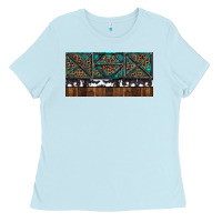 Baby Blue Rusty Sunflowers with Cowhide and Turquoise Ladies Tee - RanaPortraitStore