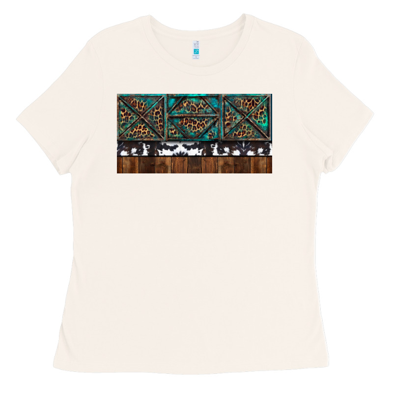 Rusty Sunflowers With Cowhide And Turquoise Ladies Tee by RanaPortraitStore | Teevron